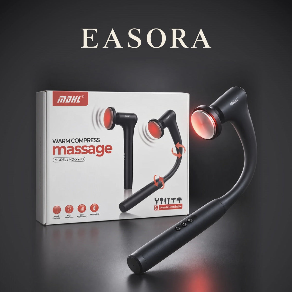 Warm Compress Massage Gun with its retail box