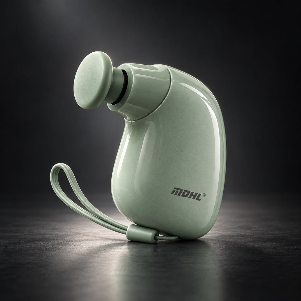 Green Mini Massage Gun on dark studio background