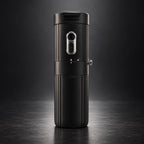 Portable Electric Coffee Grinder on dark studio background